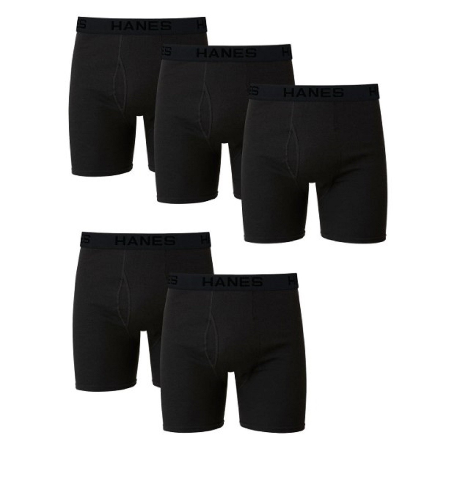 Hanes Men's 5-Pack Best Boxer Briefs - Black - Large
