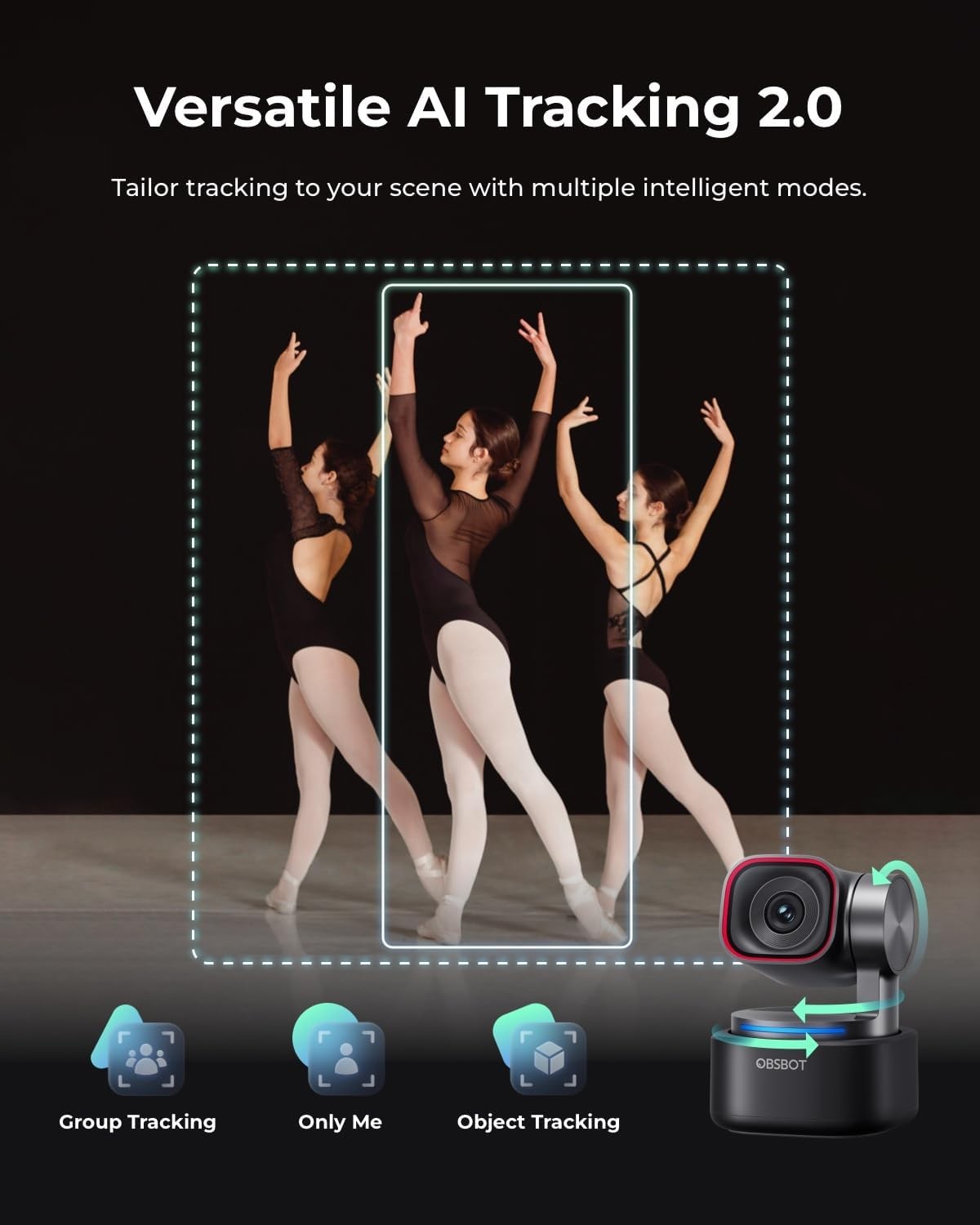 Open Box OBSBOT Tiny 3 AI-Powered Spatial Audio 4K PTZ Webcam