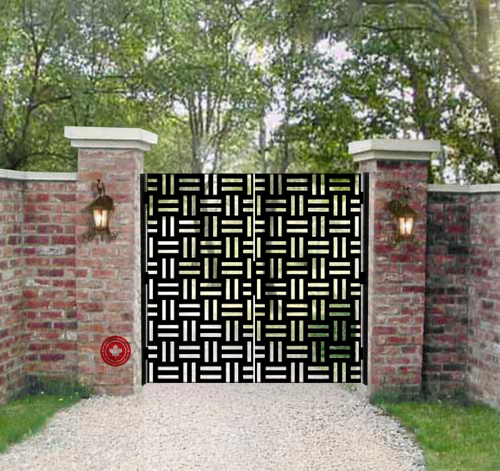 Laser Cut Steel Gate 36"x60" Powder Coated Rust Resistant Metal Entryway Gate