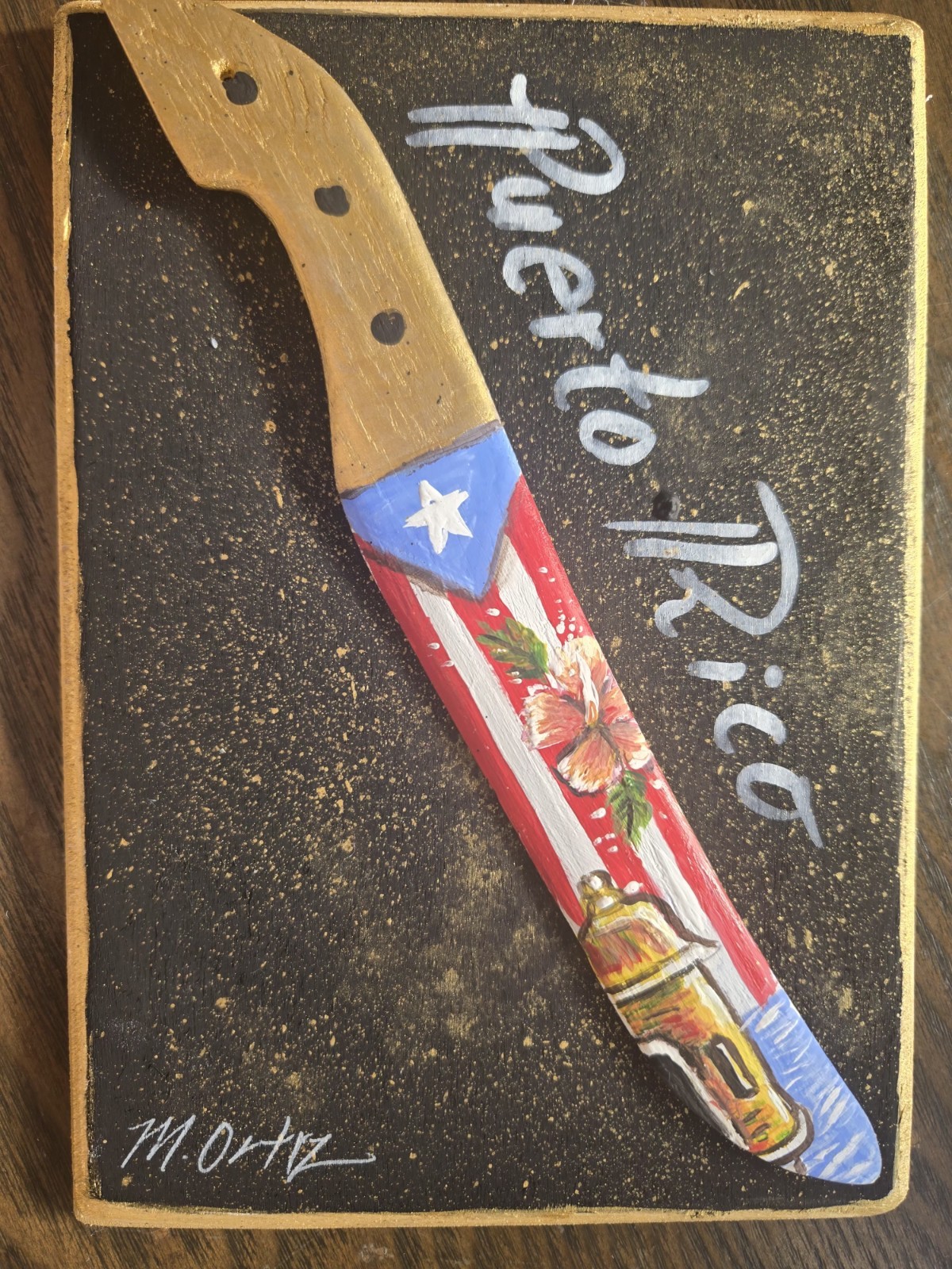 Puerto Rico- Machete- carving  and painted on wood.  ORIGINAL by M Ortiz