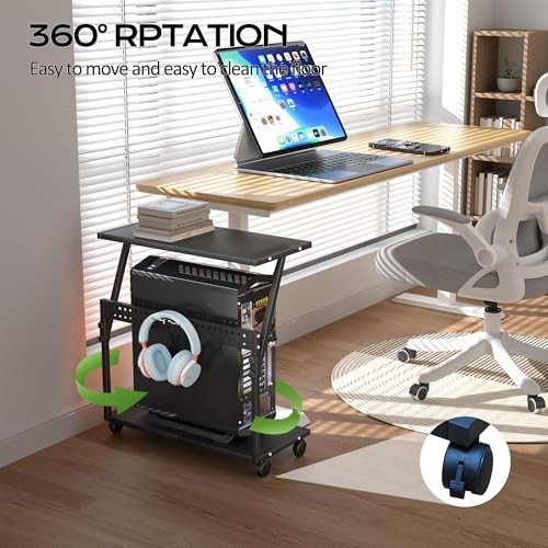 24In Large PC Stand, 5 Levels Height Adjustable Computer Tower Stand with Black