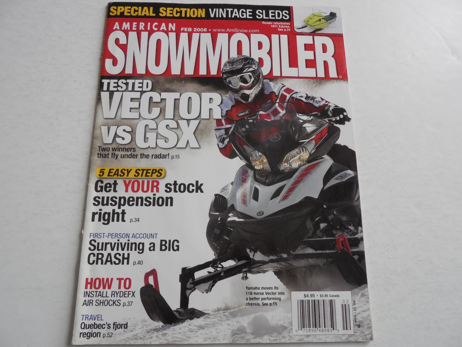 American Snowmobiler magazine 2008 Vector, Vintage Issue, 1993 Ski-Doo Mach Z