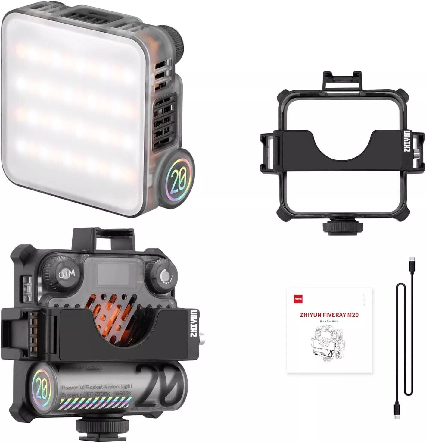 Zhiyun Fiveray M20 20W LED Video Light Bi-Color 2700K-6500K Pocket Fill Light