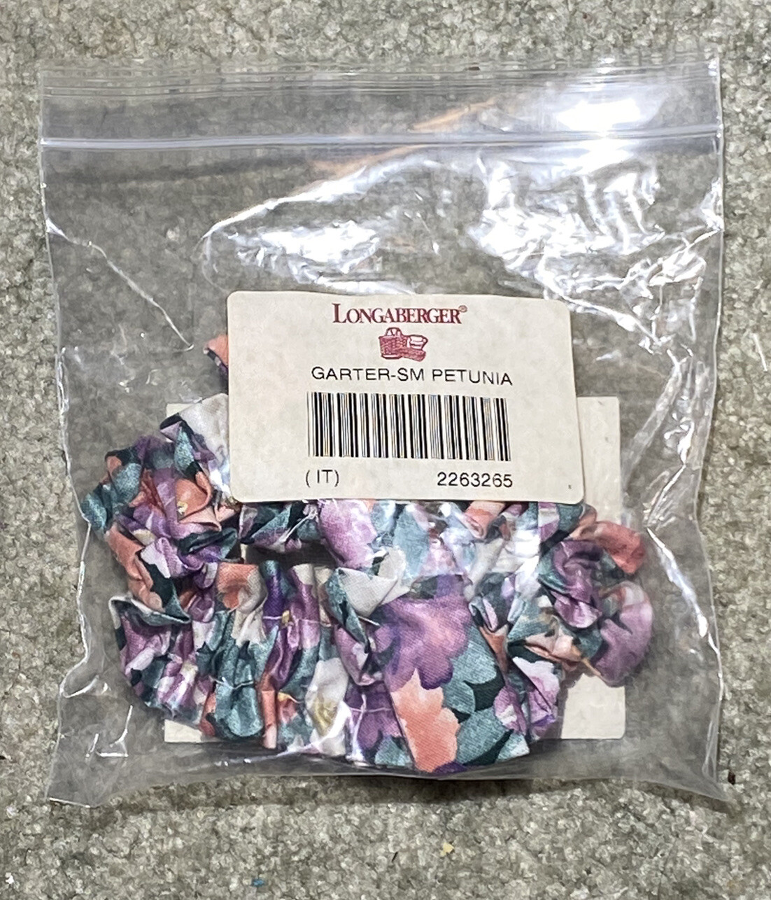 New Longaberger Petunia Small Ruffle Garter Fabric Accessory