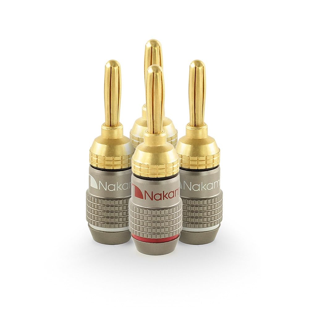 Nakamichi FanLock Excel Series 24k Gold Plated Banana Plugs 4 Pcs (2-Pairs)