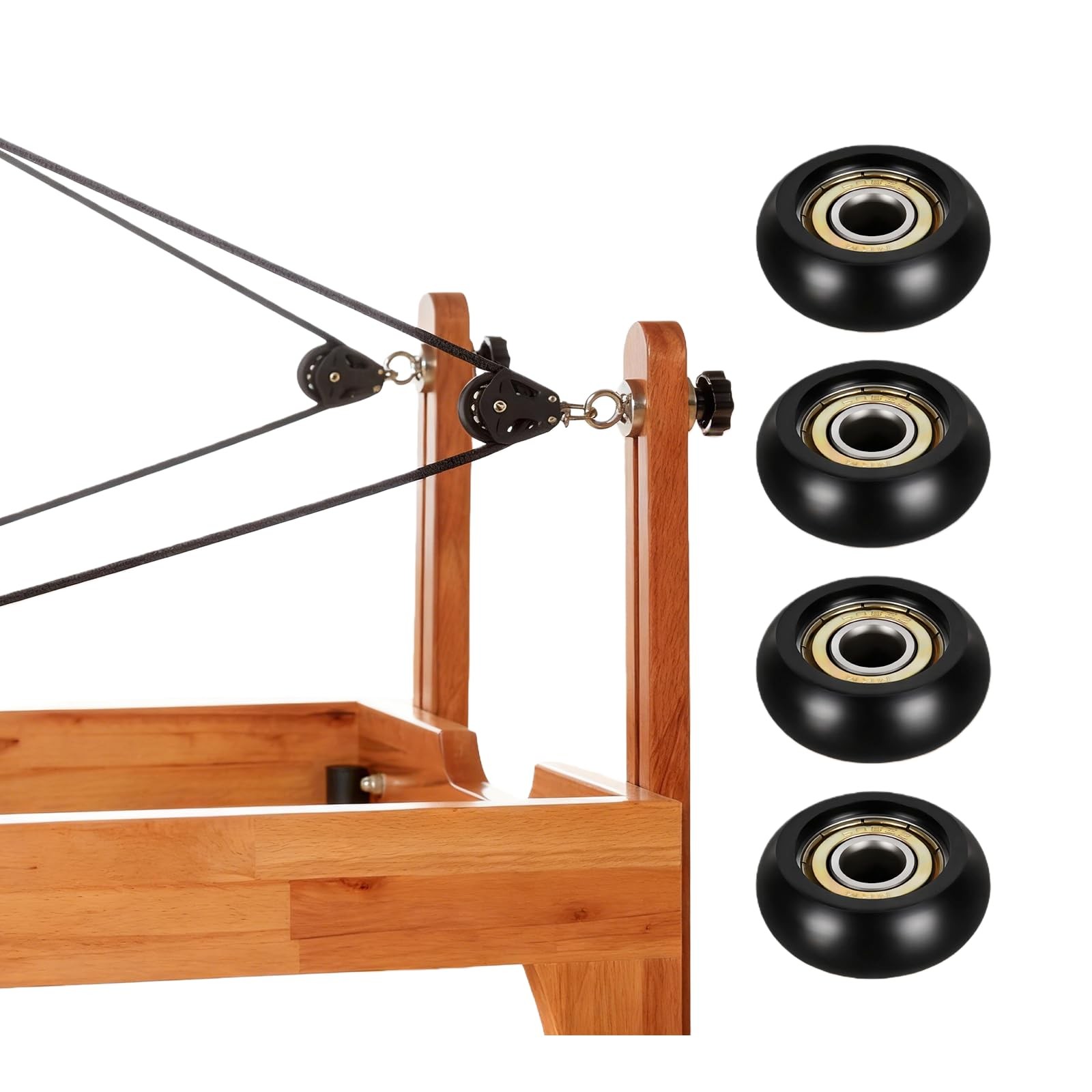 4 Pack Black Pilates Reformer Replacement Roller Wheels 32mm Dia 8mm Shaft