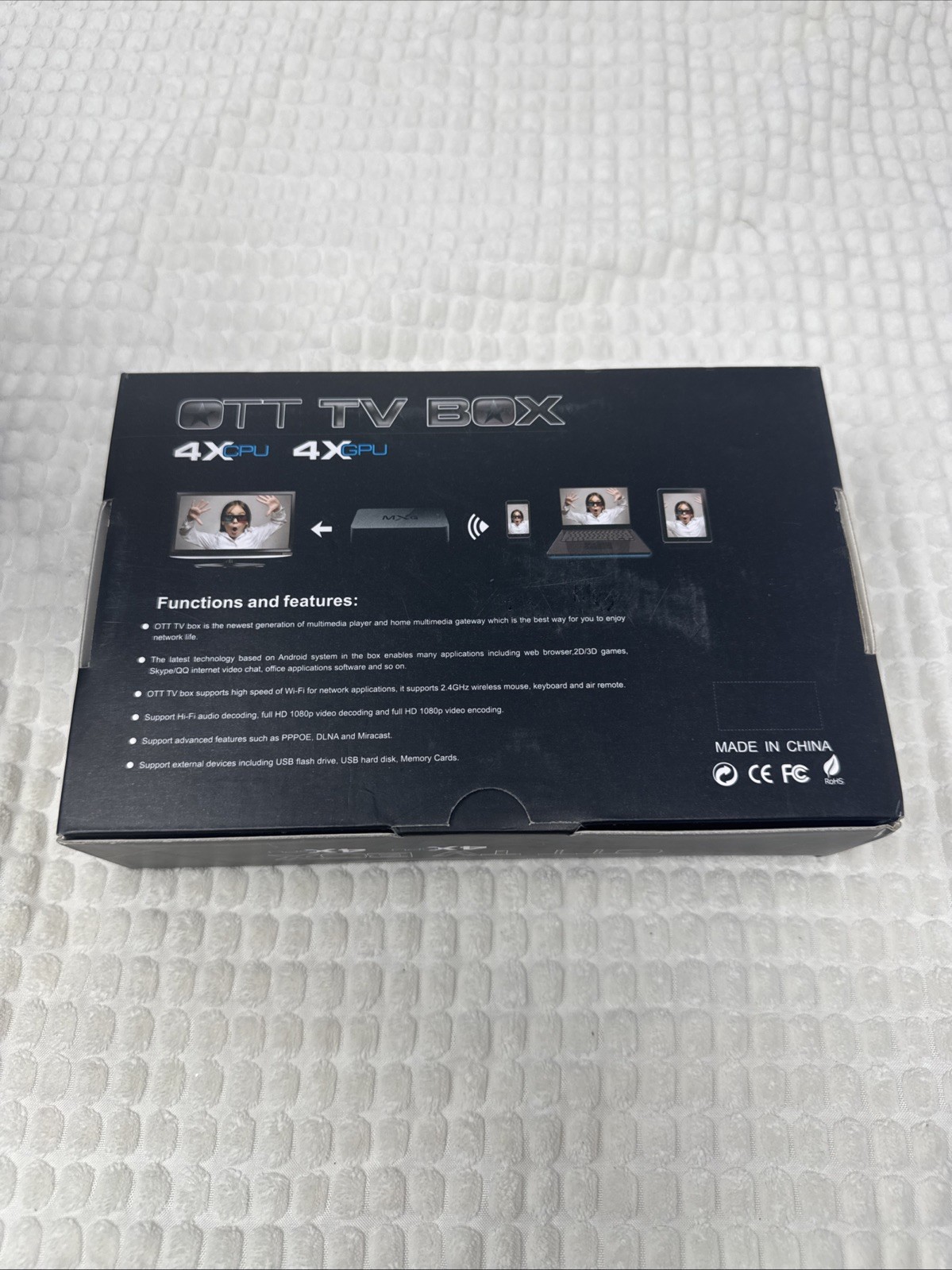 MXQ OTT TV Box 4x CPU GPU Android KitKat Internet TV Box 1080p. C