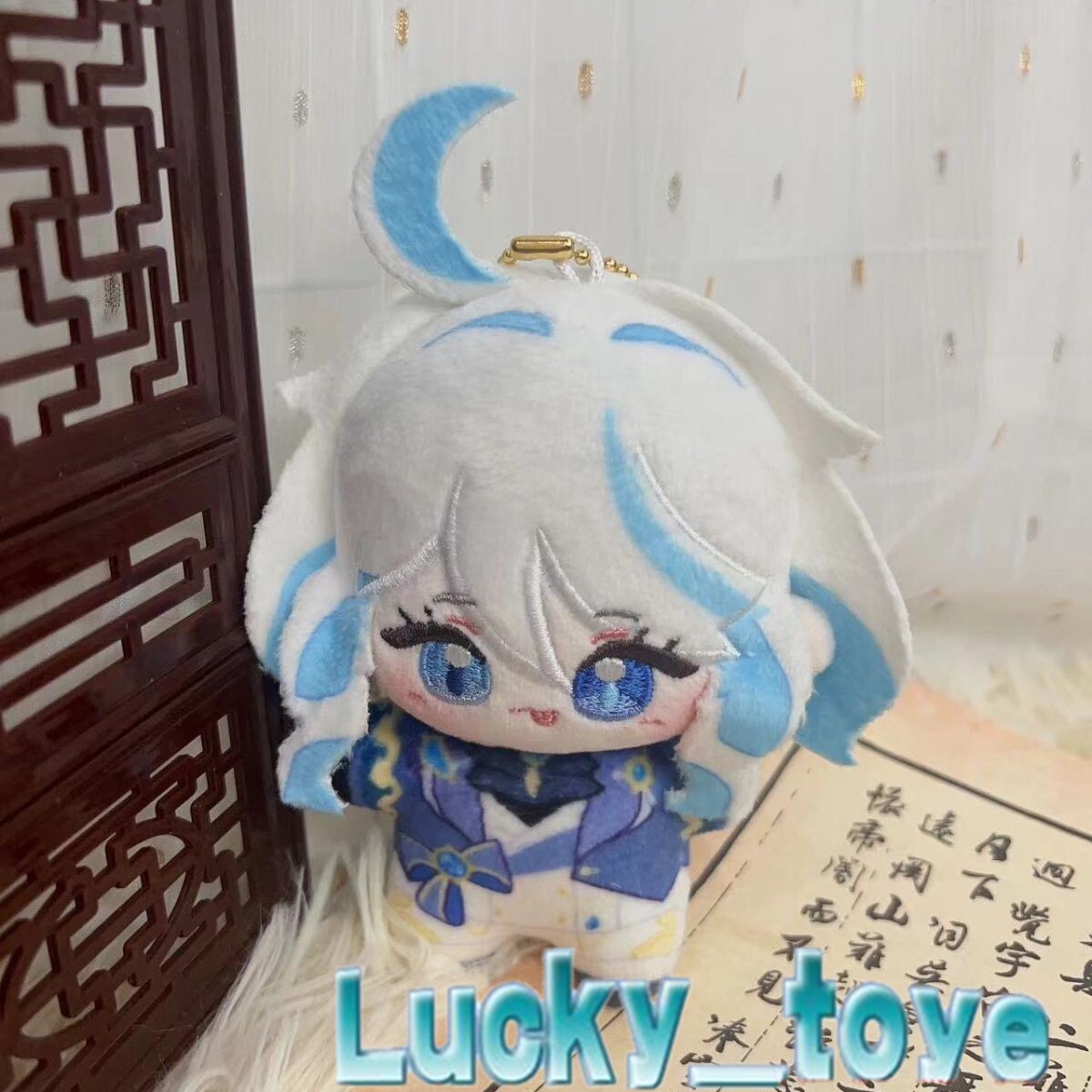 12cm Genshin Impact Furina Plush Doll Hanging Toy Plushie Keychain Pendant