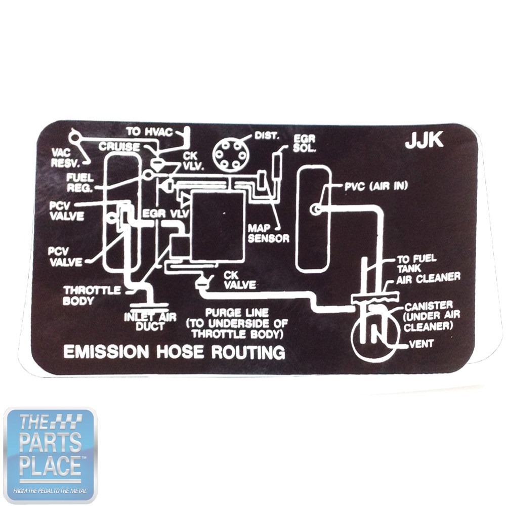 1991-93 GMC Typhoon / Syclone Emission Hose Routing Decal - Each