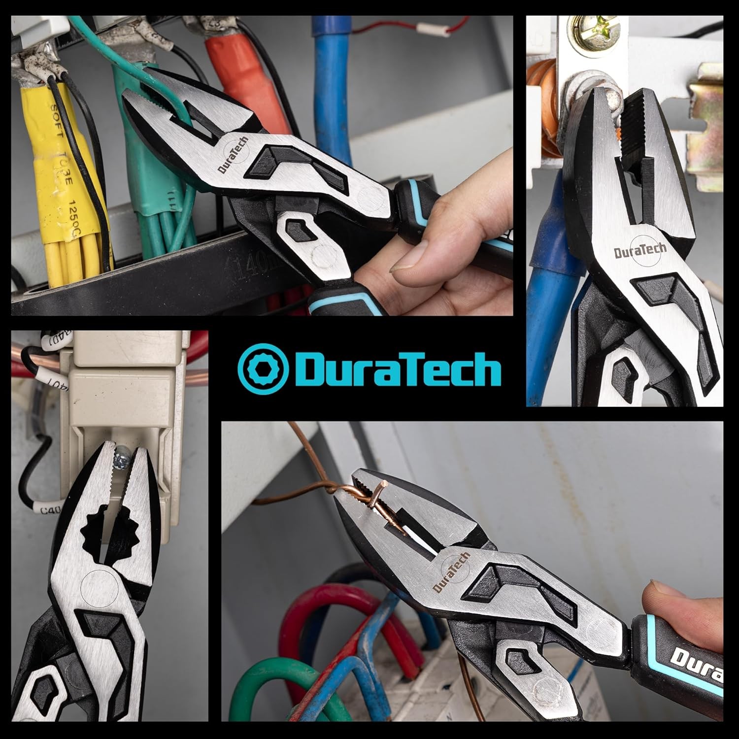DURATECH 8-Inch Compound Lineman's Pliers Gen 2 Dual Pivot High-Leverage Design