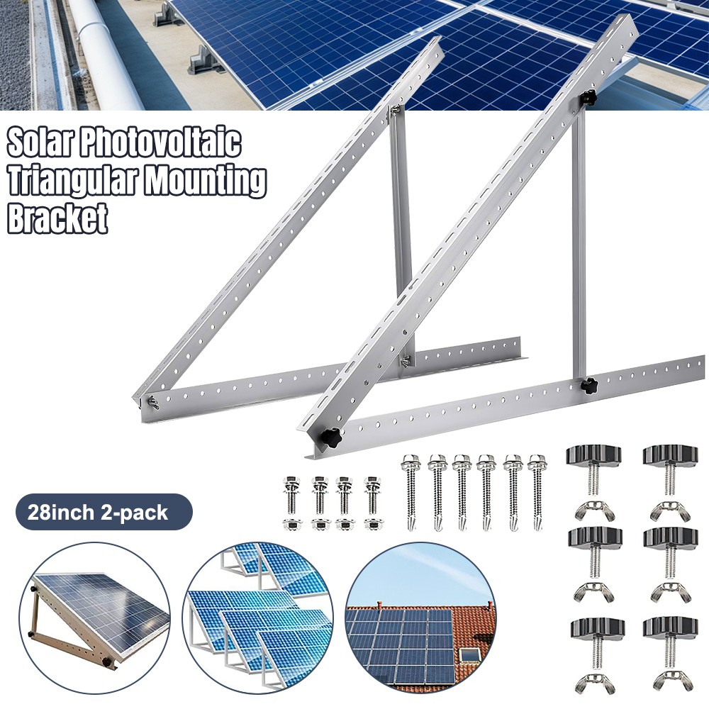 2-Pack 28" Solar Panel Brackets Adjustable Tilt Mount for Roof Wall Ground RV