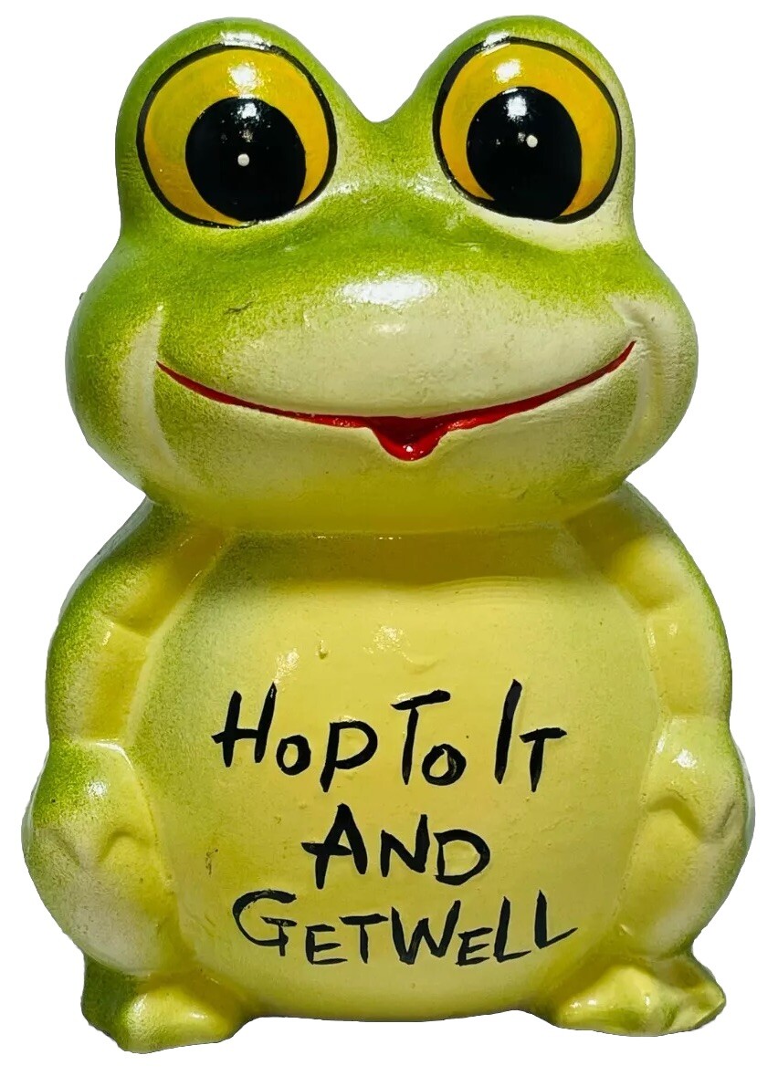 Retro Vintage Luv Imports Ceramic Frog Planter Get Well 6"
