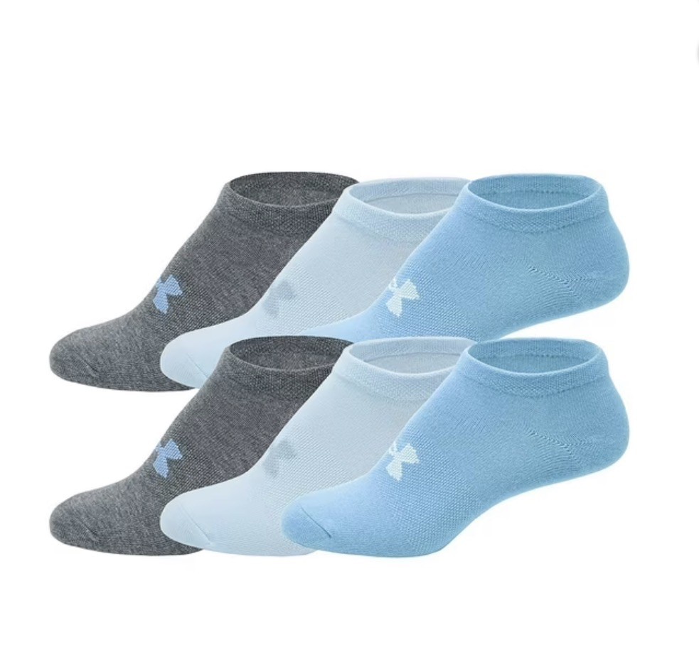 Under Armour Women's 6 Pack No Show  Socks Size Medium 3 Colors