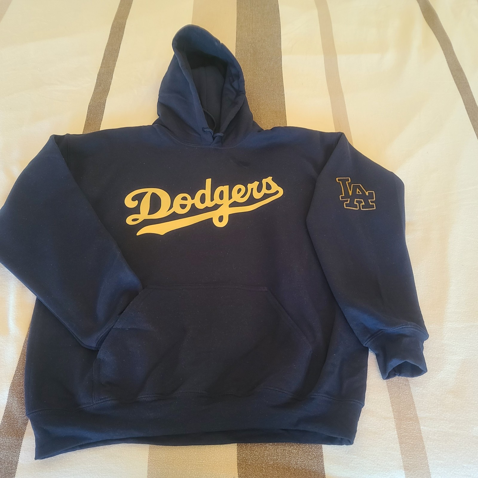 Los Angeles Dodgers Navy Blue Gold Script Championship Sweatshirt Hoodie Unisex