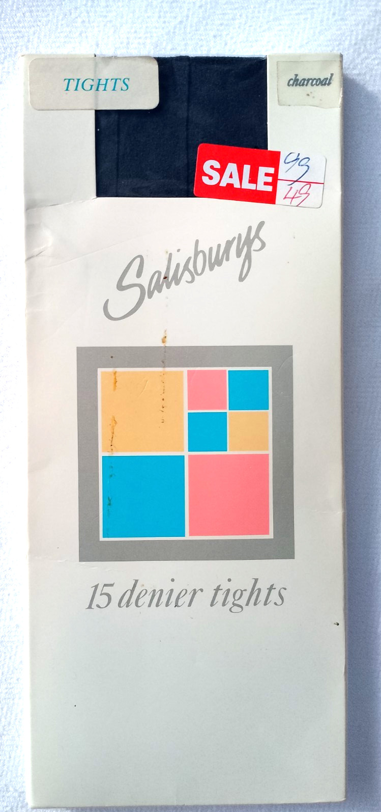 Salisburys 1980s Vintage 15 Denier Sheer Smooth Knit Charcoal Tights To 42" Hips