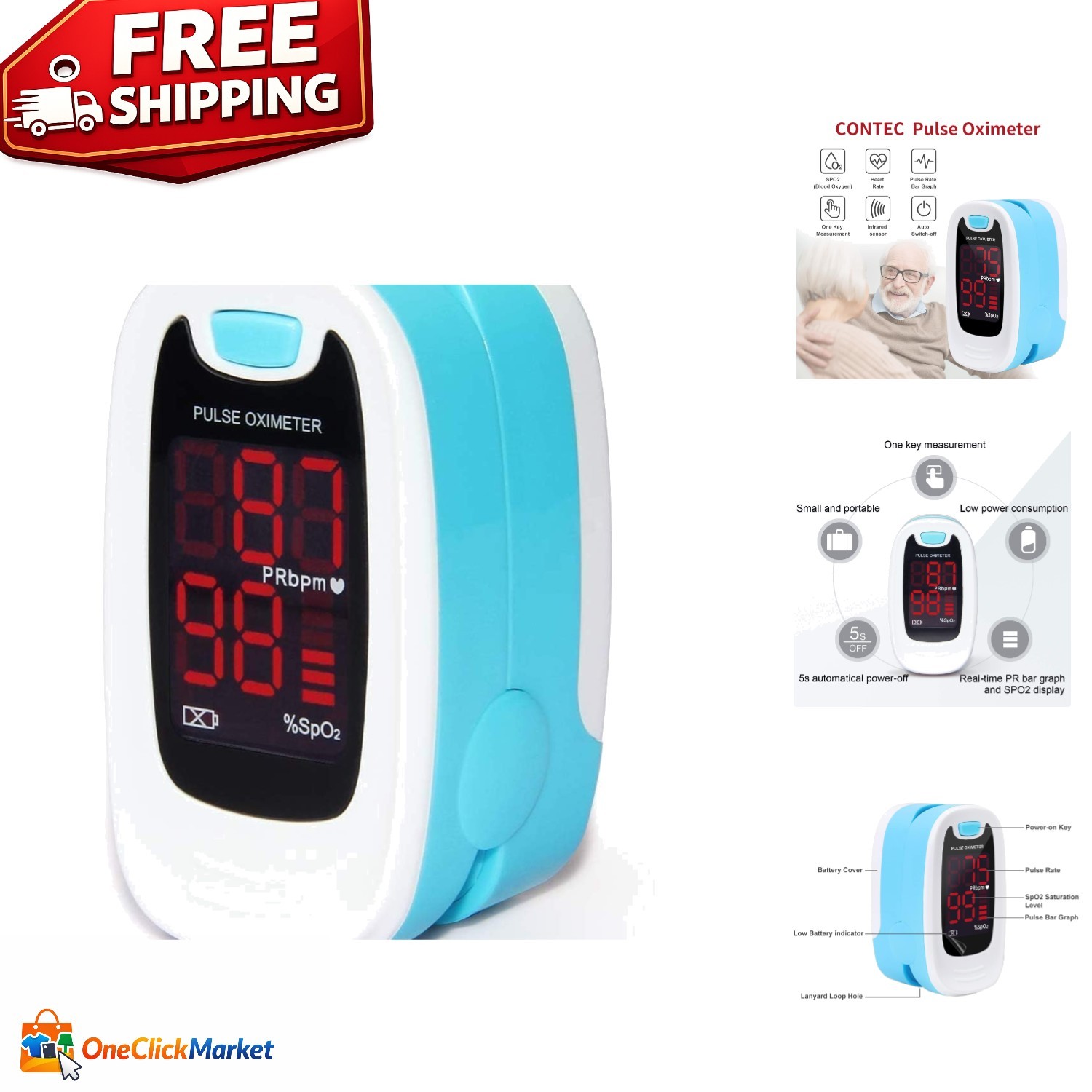 Portable SpO2 Monitor with Digital Display - Ideal for Sports & Wellness Use