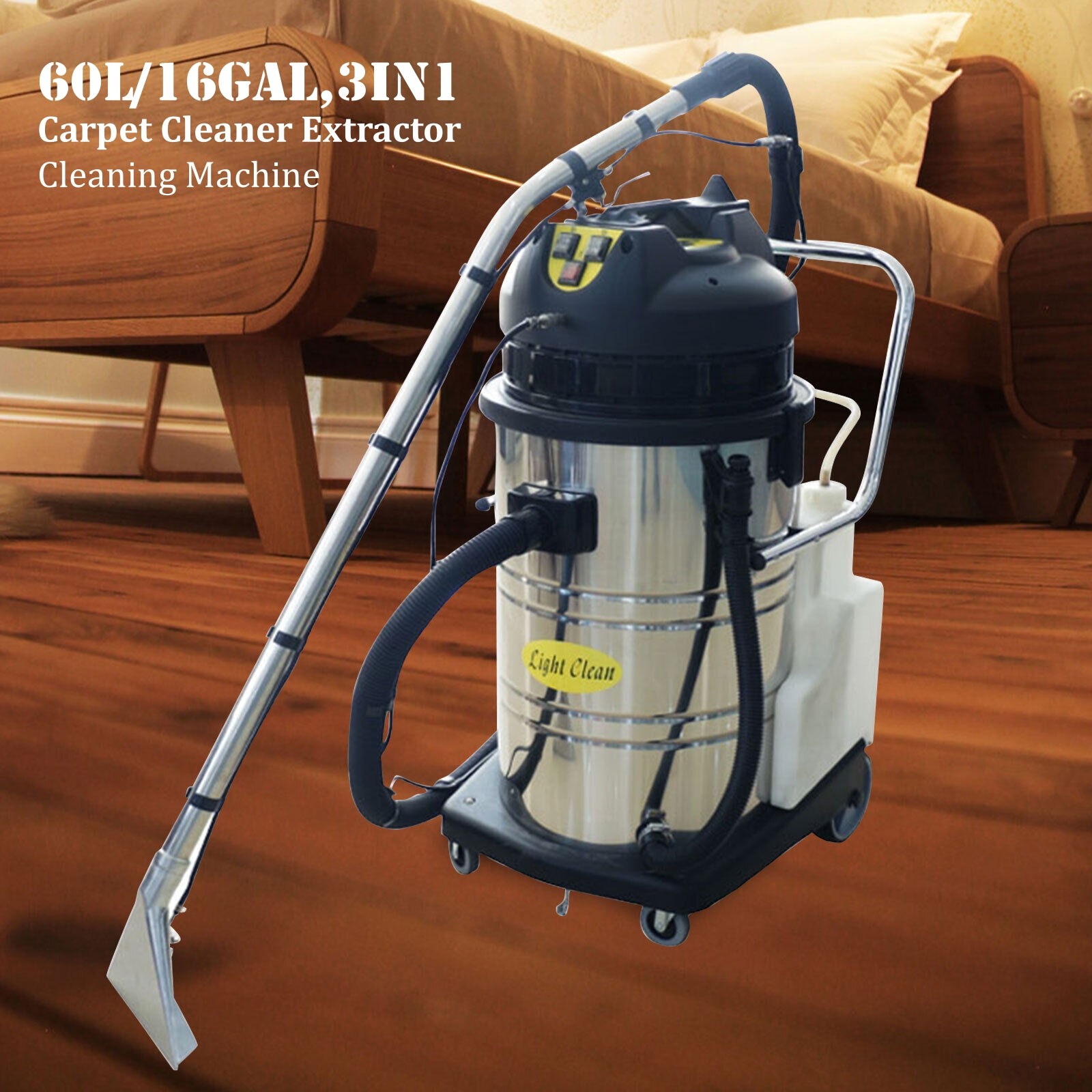 60L Commercial Carpet Cleaning Machine Pro 3in1 Carpet Cleaner Vacuum Extractor