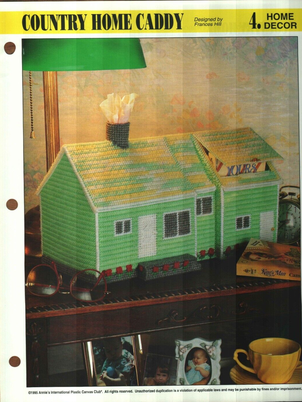 NEW COUNTRY HOME CADDY TISSUE COVER ANNIE'S PLASTIC CANVAS PATTERN INSTRUCTIONS