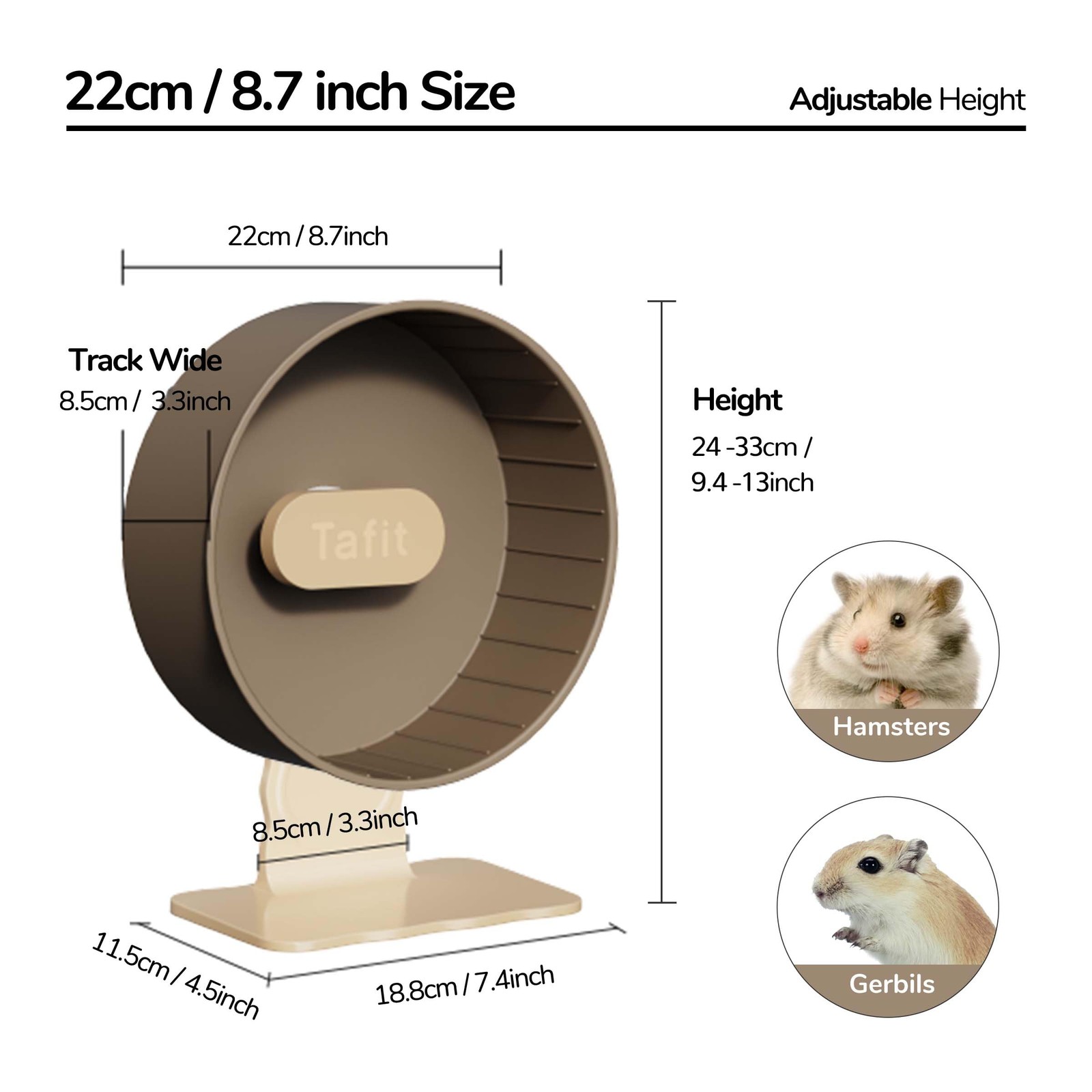 Tafit Silent Hamster Wheel 8.7 Inch Dual-Bearings Small 8.7inch, Taro Purple