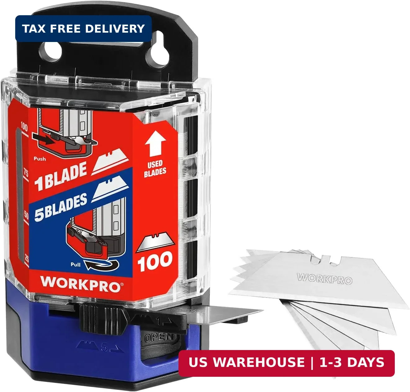 100-Pack Utility Knife Blades | Utility Blades Replacement with Dispenser, SK5 C