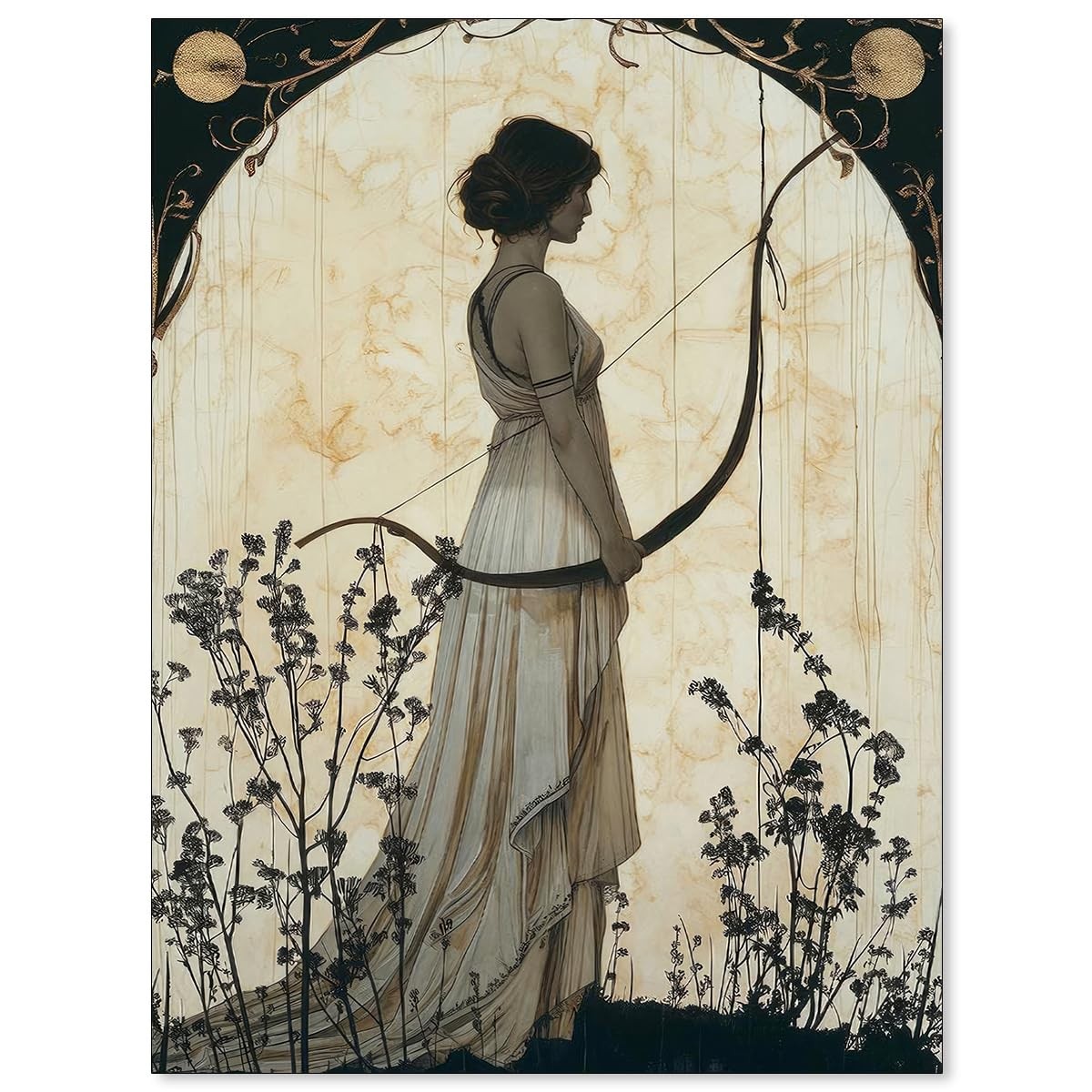 Sufeasdf Vintage Greek Mythology Hunting Goddess Artemis Hunting-Unframed