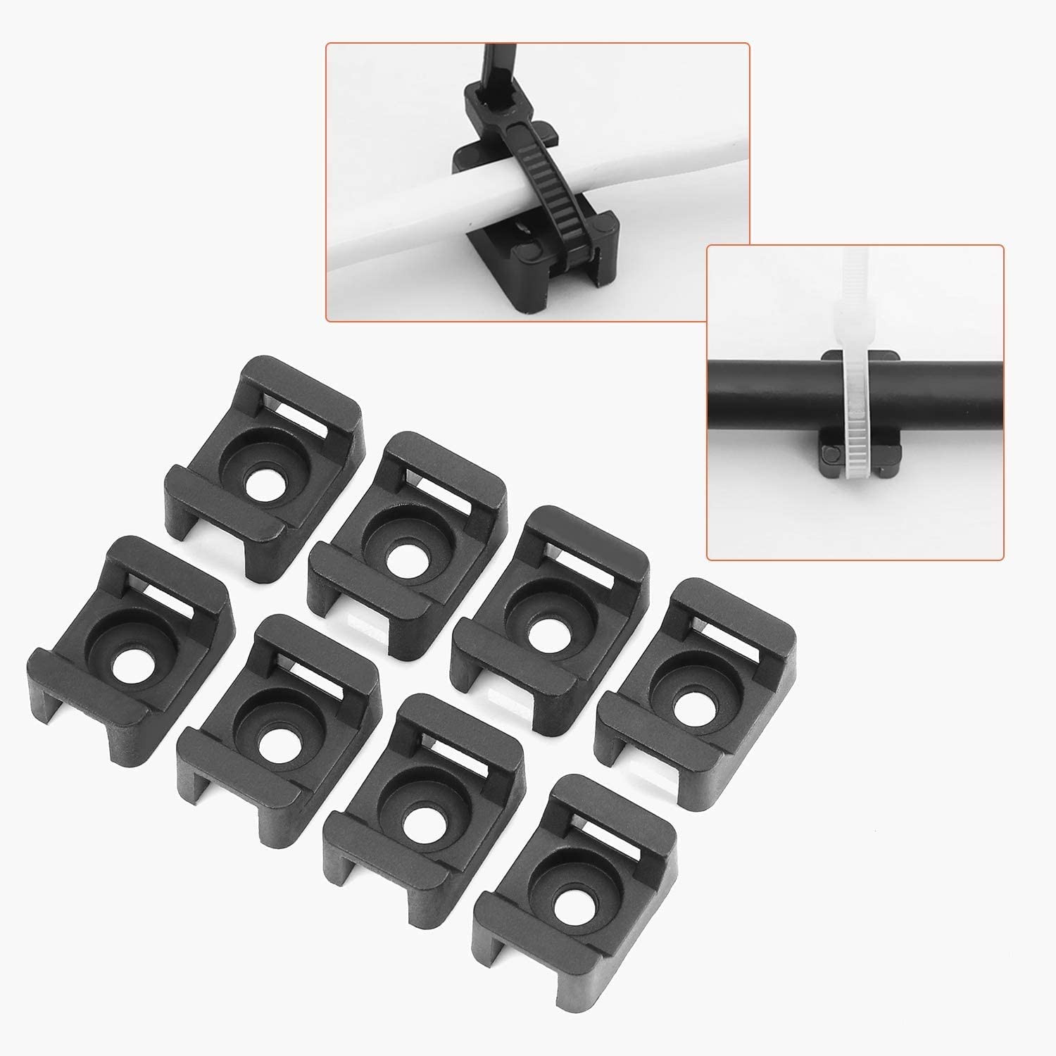 Cable Tie Mounting,100 Pcs Zip Base,5 mm(M5) Screw Hole, Black