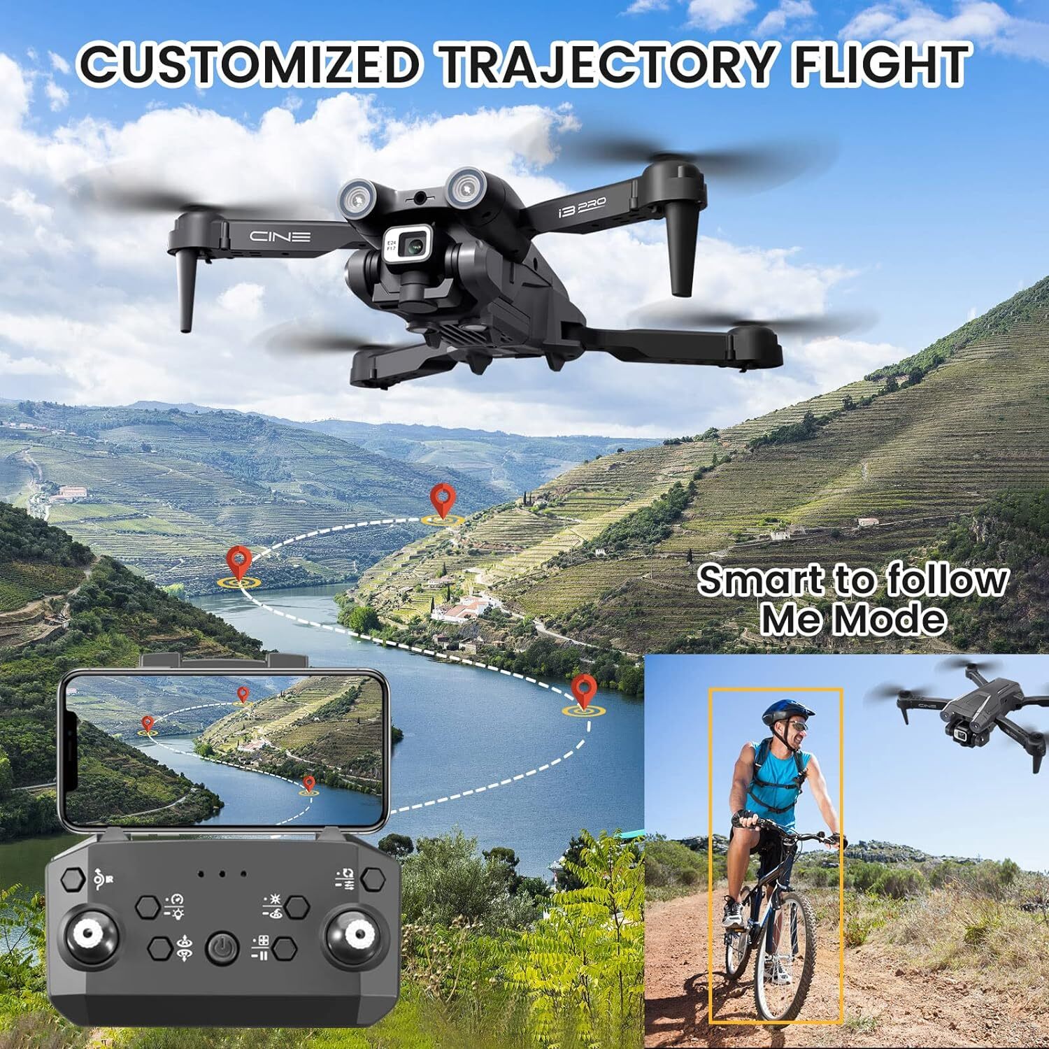 I3 PRO RC Drones w/4K Camera Obstacle Avoidance 150°Electrical Adjustment