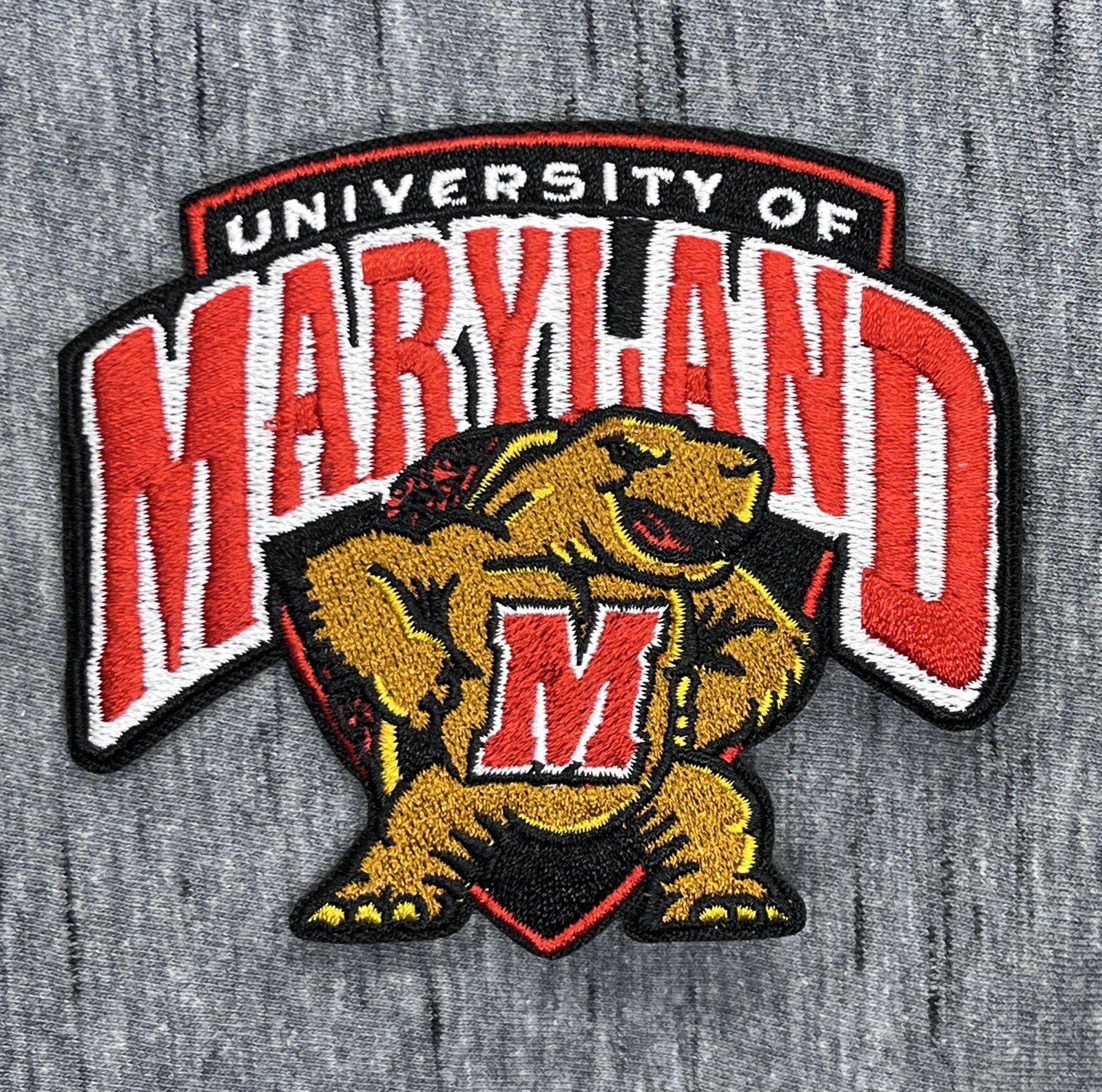 UNIVERSITY OF MARYLAND TERRAPINS  EMBROIDERED IRON ON PATCH 3” X 3.25” FREE SHIP