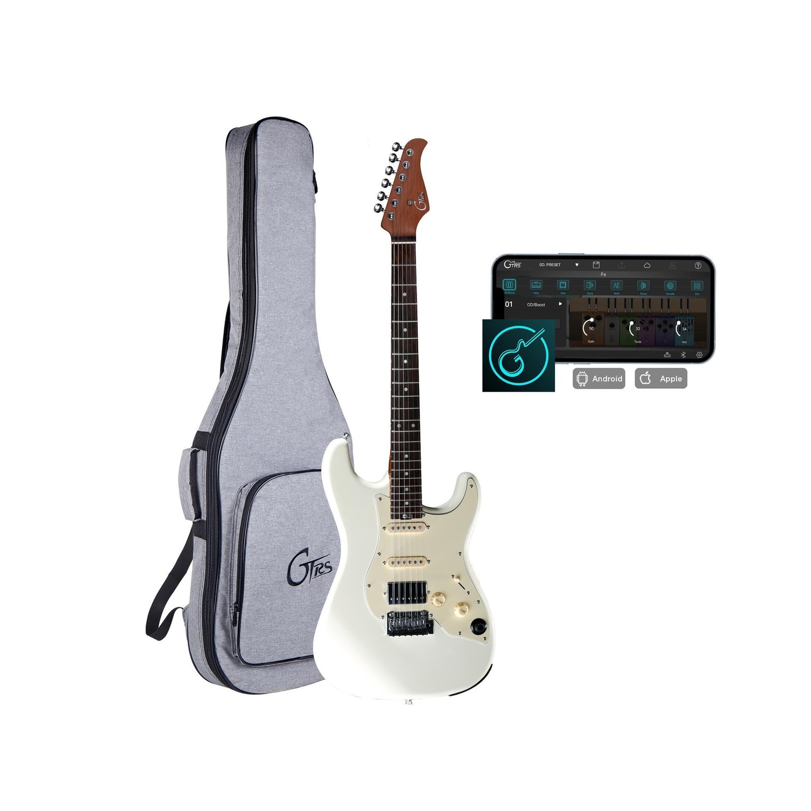 GTRS S800 Smart Electric Guitar Kit with Effects System, HHS Pickup, Loop Dru...