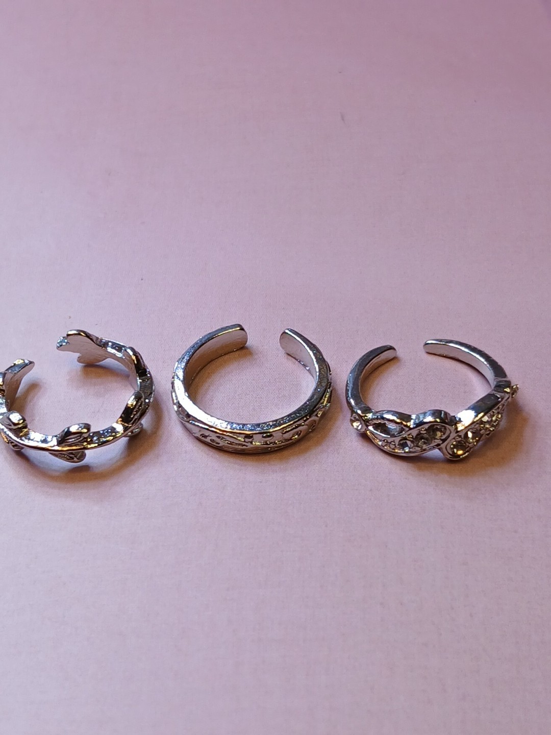 Set Of 3 Silver Tone Toe Rings
