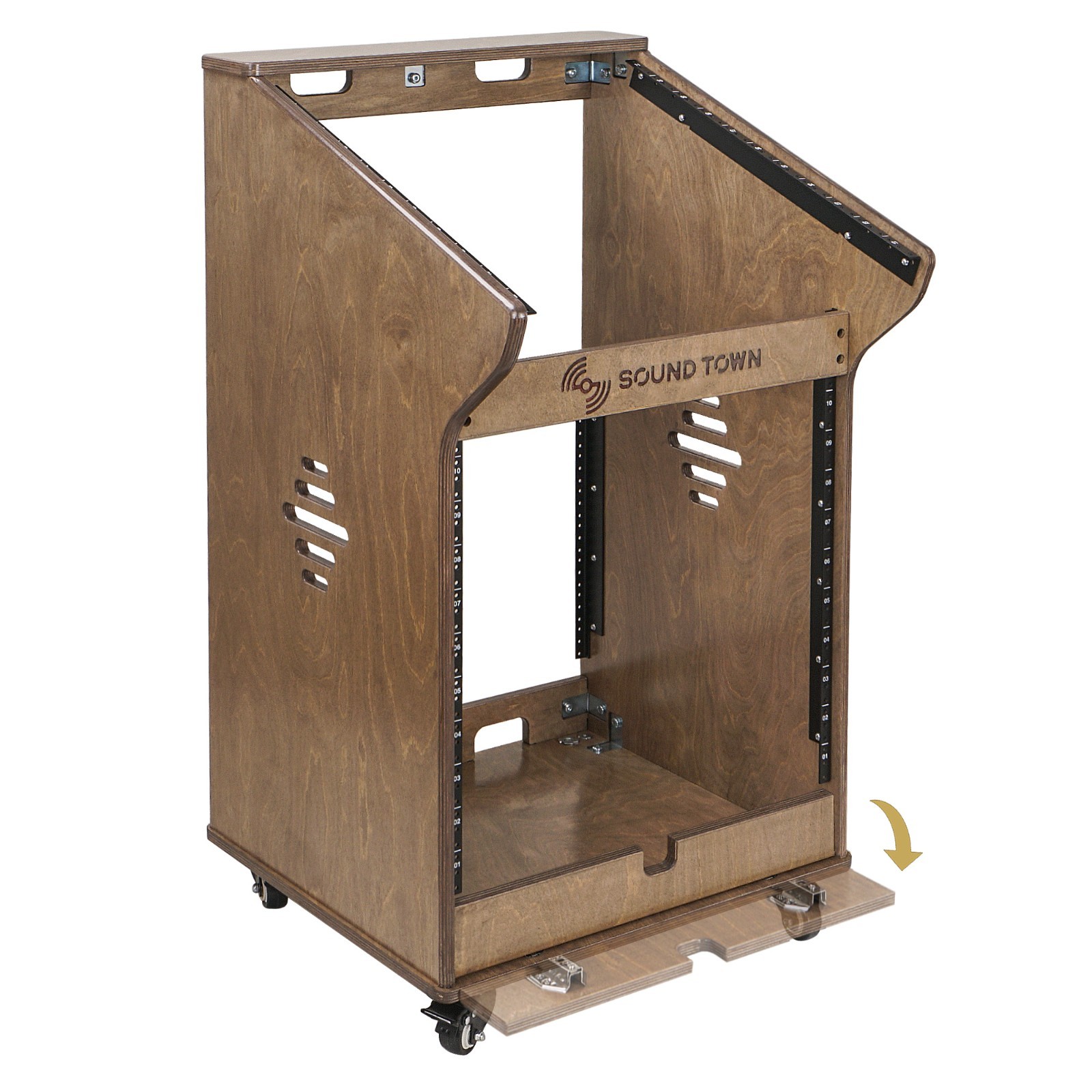 OPEN BOX: Sound Town 12U Studio Rack 11U Top 2U Bottom Storage (SDRK-M11X12B-R)