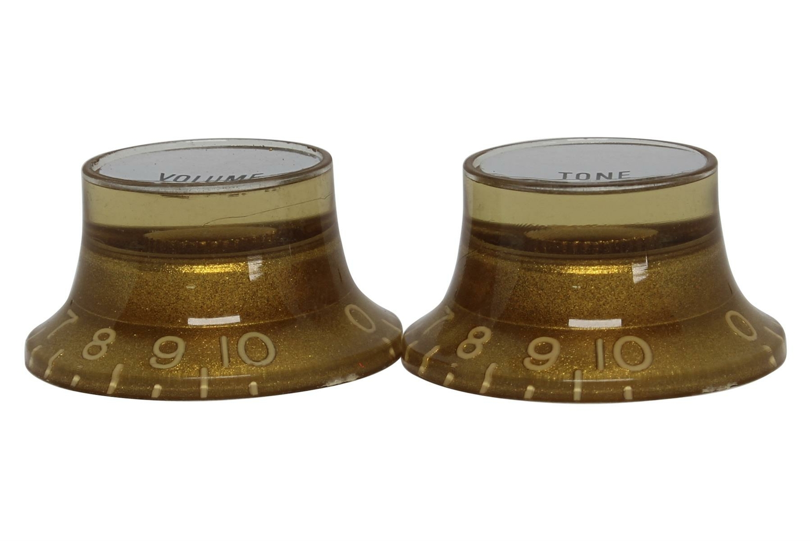 Vintage Correct Bell Hat Knobs Gold with Silver Reflector US Set of 2
