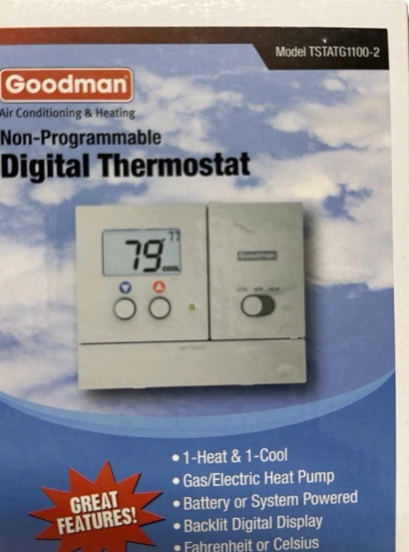 Goodman Non-Programmable Digital Thermostat TSTATG1100-2 1-Heat 1-Cool Gas/Elect