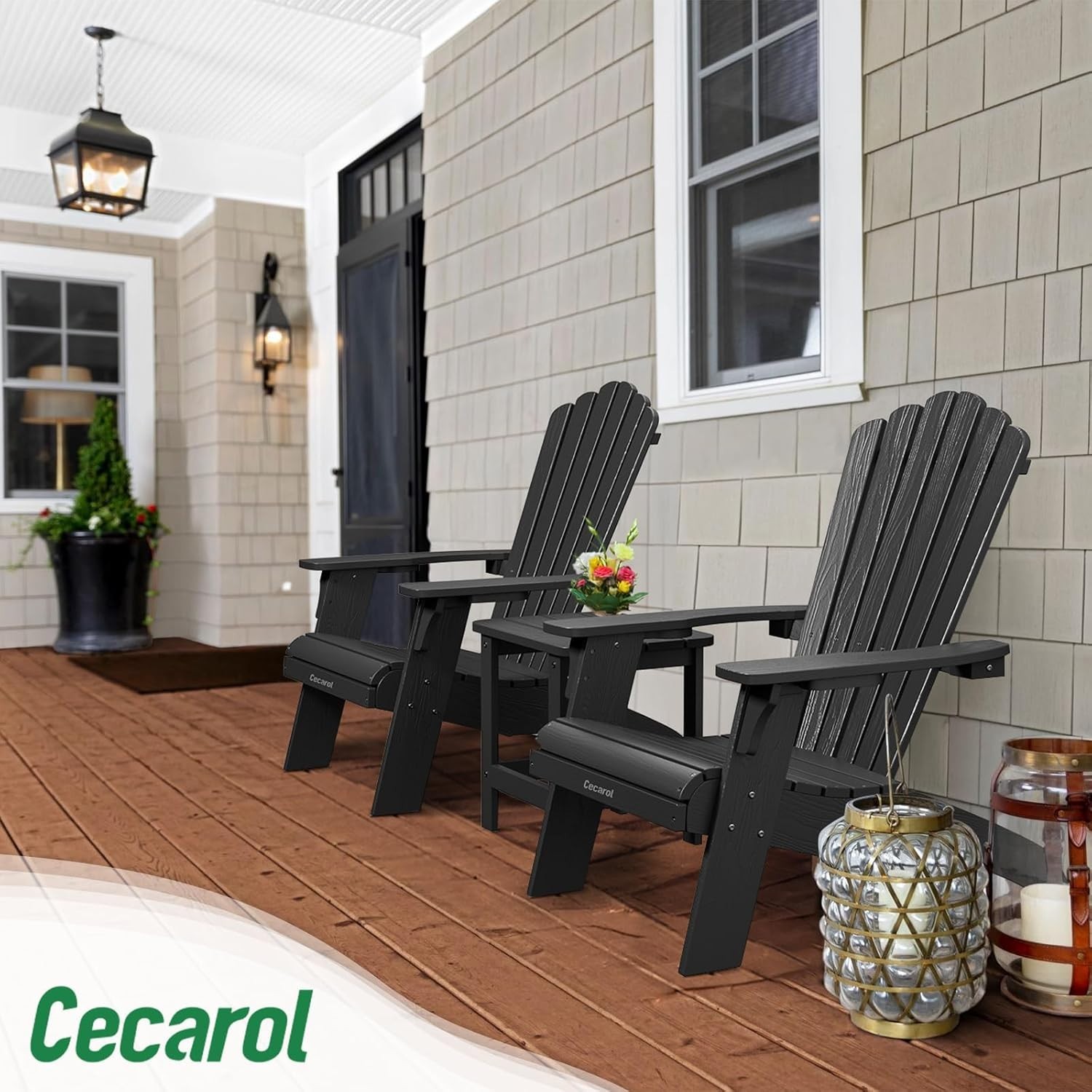 Cecarol Oversized Adirondack Chair Plastic, Adirondack Patio Chair  (Wood Grain)