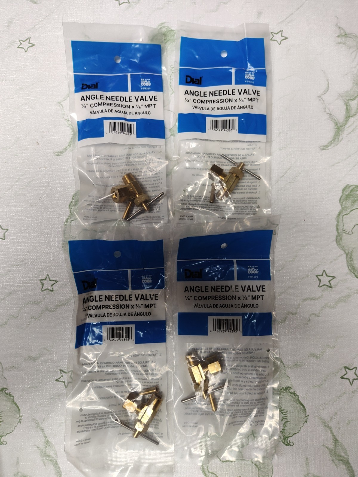 4 Pk.Dial Angle Needle Valve 1/4" Compression × 1/8" MPT 94395