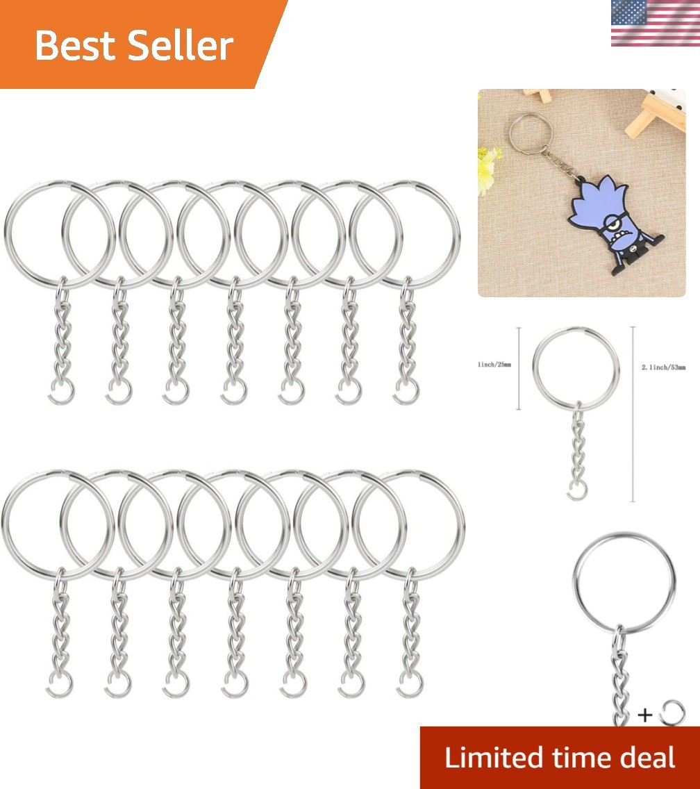 50-Pack of Strong Silver Nickel Key Rings & Jump Rings for Creative DIY Projects