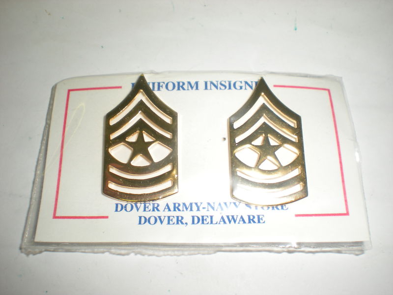 US ARMY SERGEANT MAJOR  METAL COLLAR RANK- 1 PAIR
