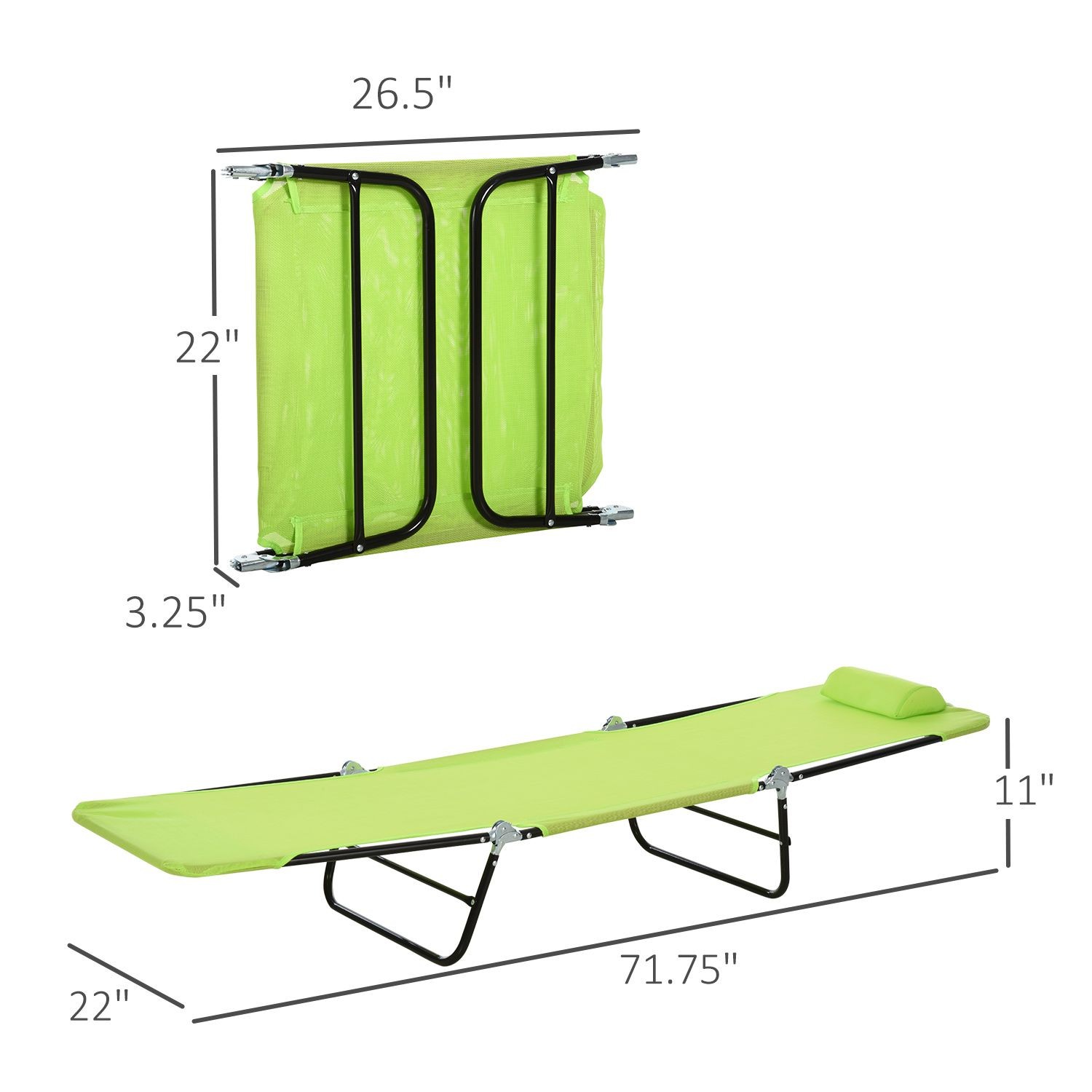 5-Setting Relaxation Chaise with Portable Foldable Design 33.5W x 71.7L