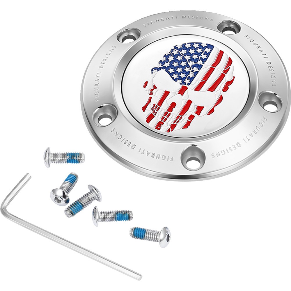 Figurati Designs FD24-TC-5H-SS Timing Cover-Stainless Steel w/ American Flag