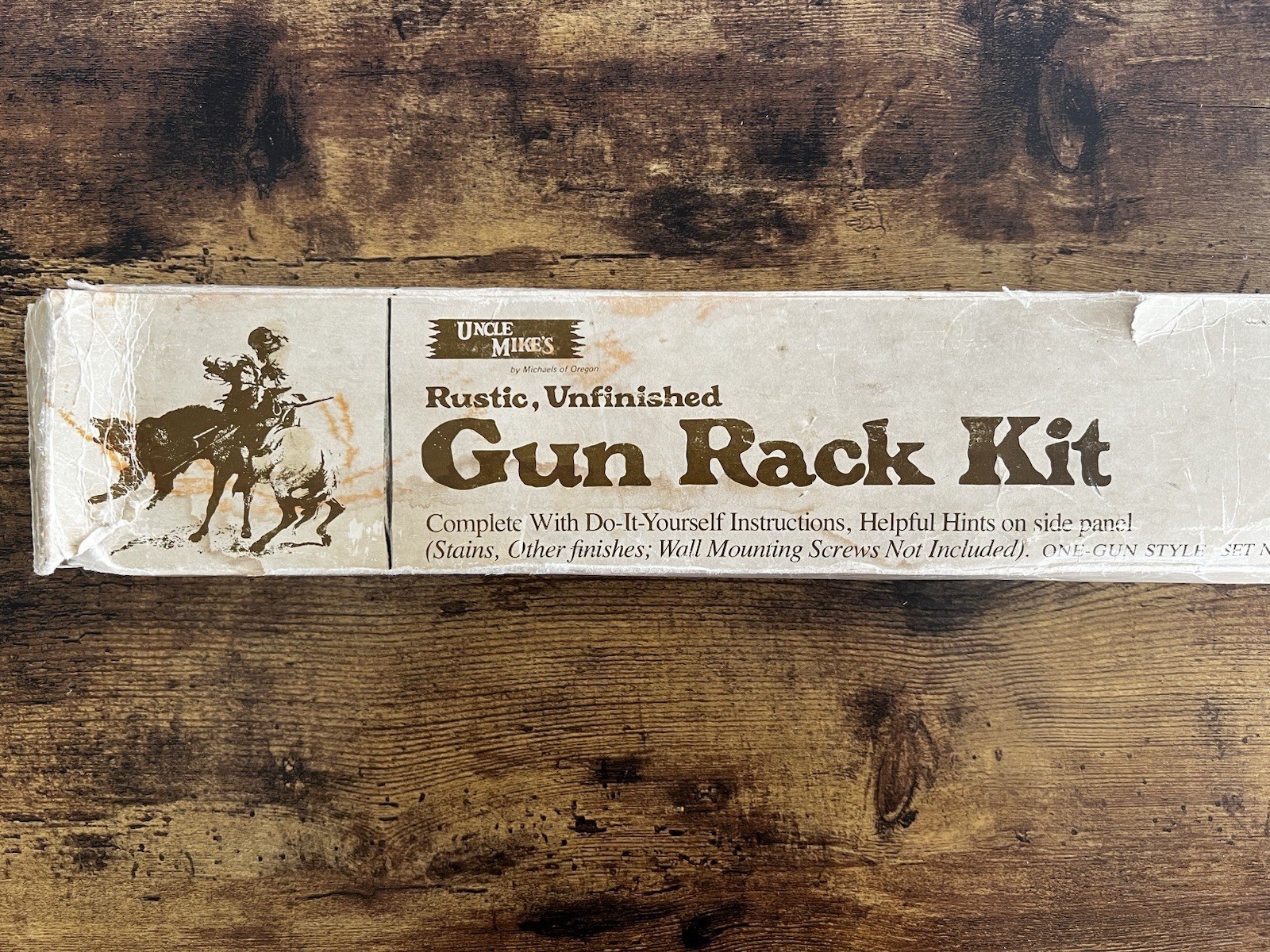 Uncle Mikes Rustic Unfinished Gun Rack Kit Vintage DIY Wood 1 Gun NEW NOS