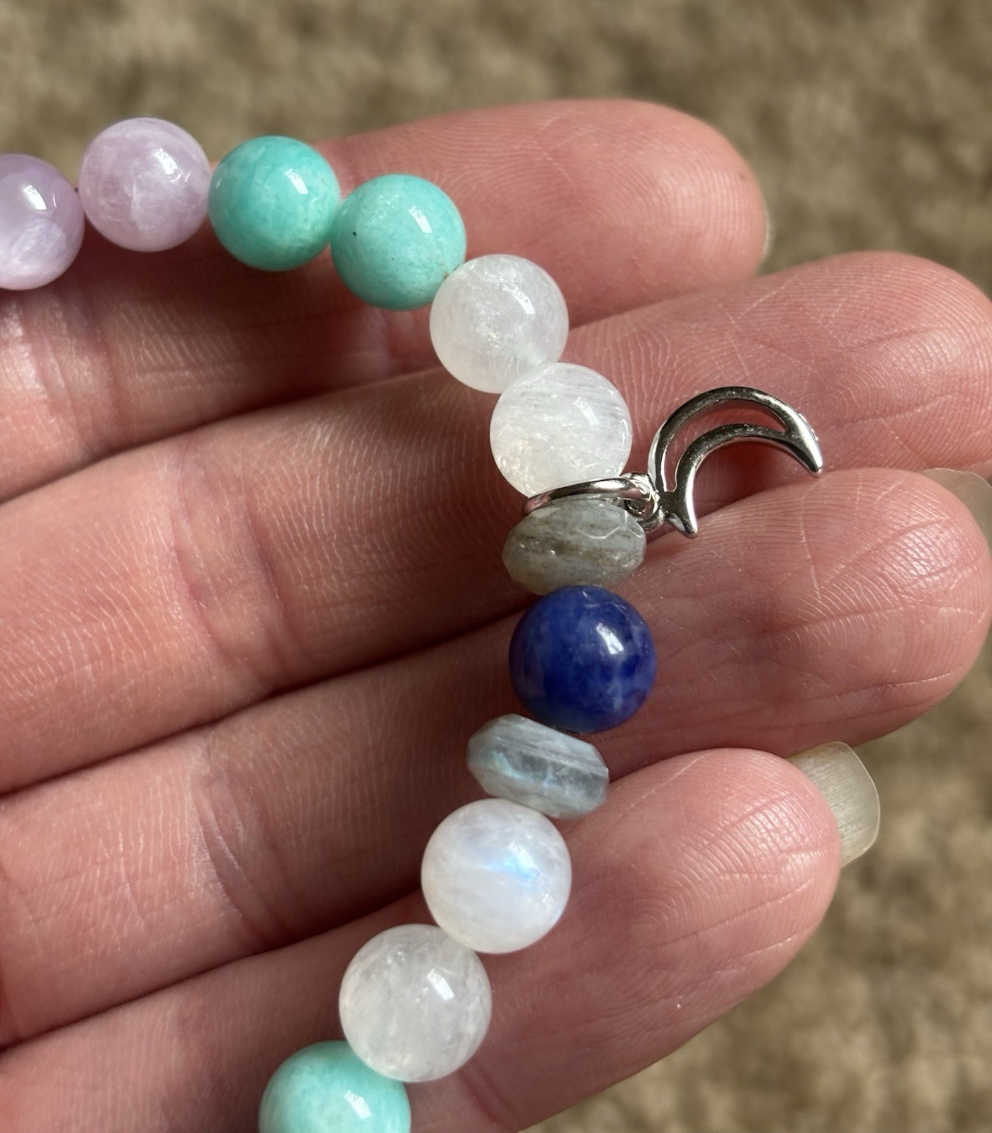 Gemstone Bracelet – Moonstone, Amazonite, Kunzite, Sodalite, & Labradorite