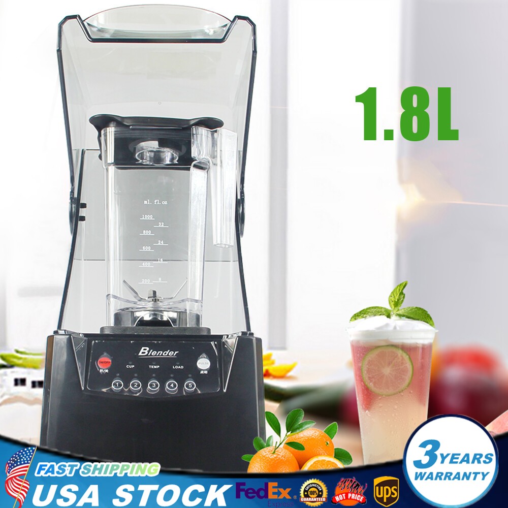 2600W Heavy-duty Commercial Blender With Shield Quiet Sound Enclosure 1.8L 110V