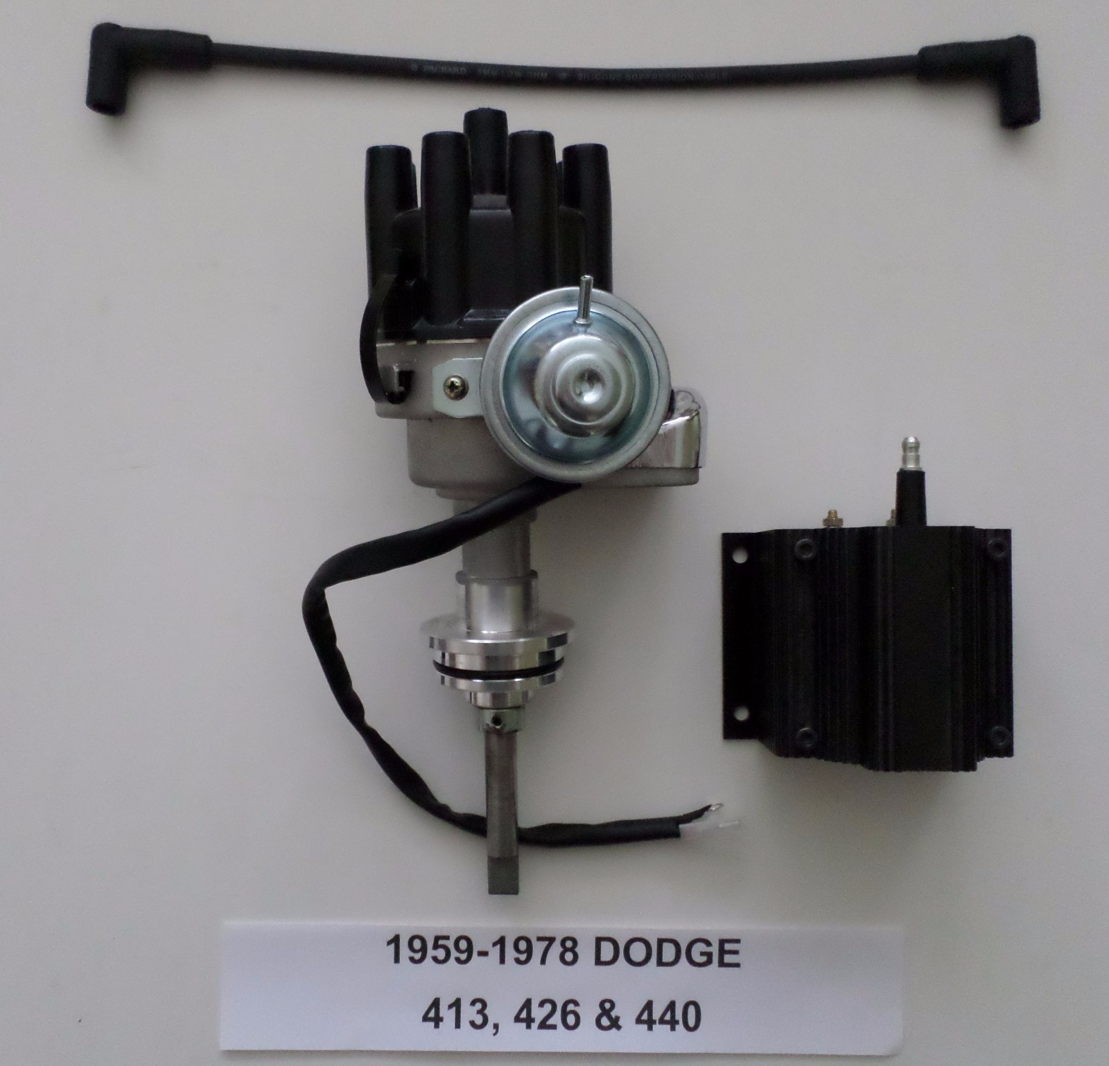 DODGE  413, 426 & 440 BLACK Small Female Cap HEI Distributor + 50K Volt Coil NEW