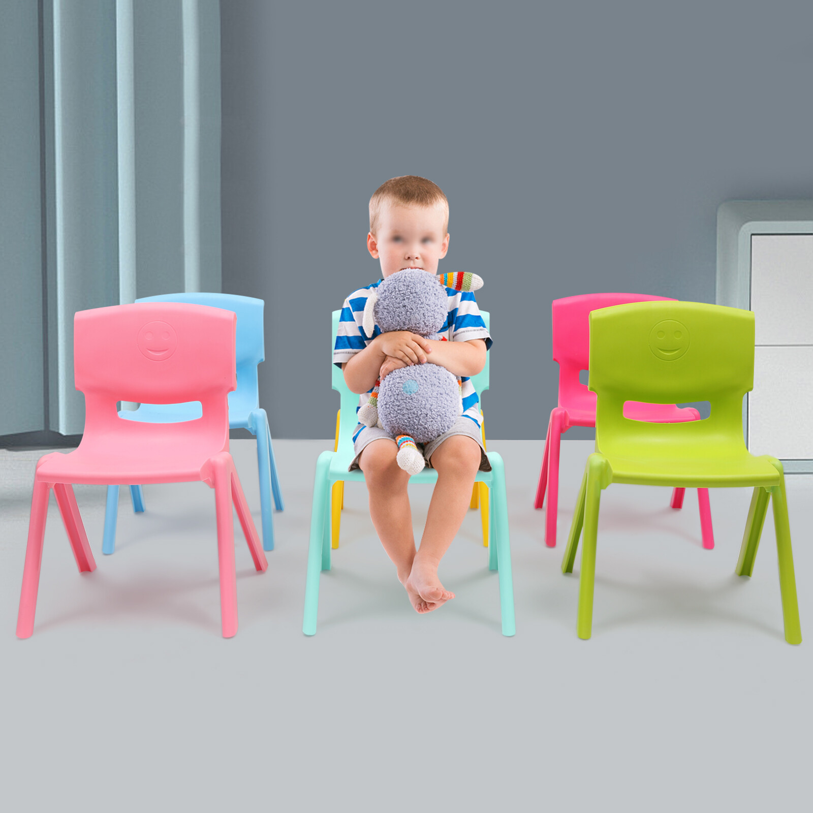 6PCS Kids Stackable Chairs, 11in Height, 220lb Capacity, for Classroom Daycare