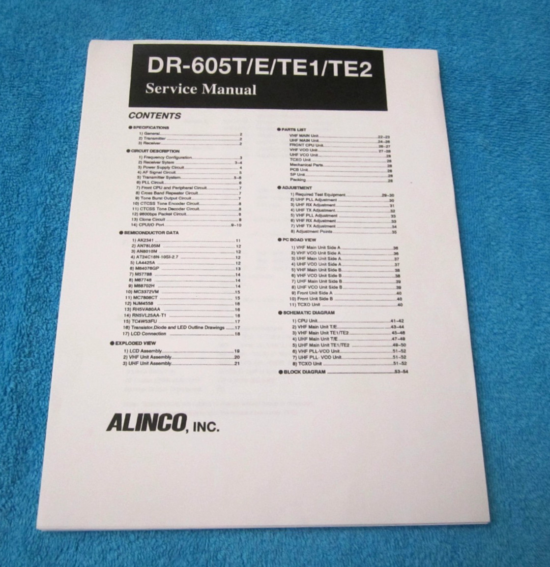 ALINCO, INC. IDR-605T/E/TE1/TE2 SERVICE MANUAL - SINGLE-SIDED LOOSE PAGES