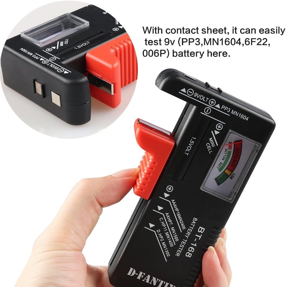 Compact Battery Tester with Analog Display for Household Batteries - BT-168