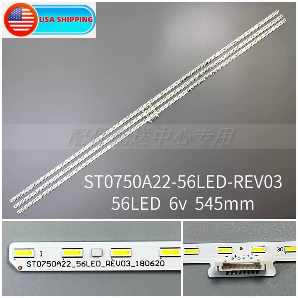 3 PCS New LED Strips For Sony XBR-75X850G XBR-75X850F STO750A22 734.03508.0001