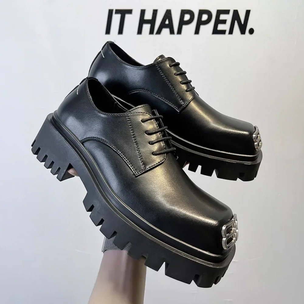 Fashion High-End Casual Leather Shoes English Niche Top Head Korean Style Boots