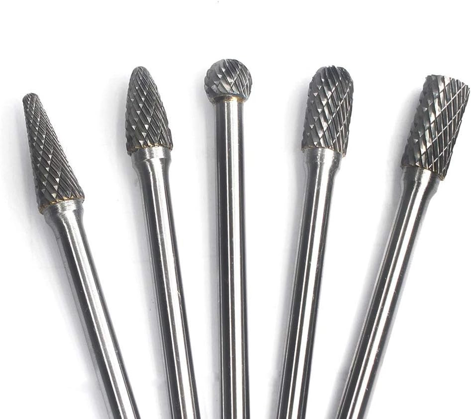 Carbide Burrs Set - 5Pcs Diameter Extended Long Double Cut Solid Carbide Rotary