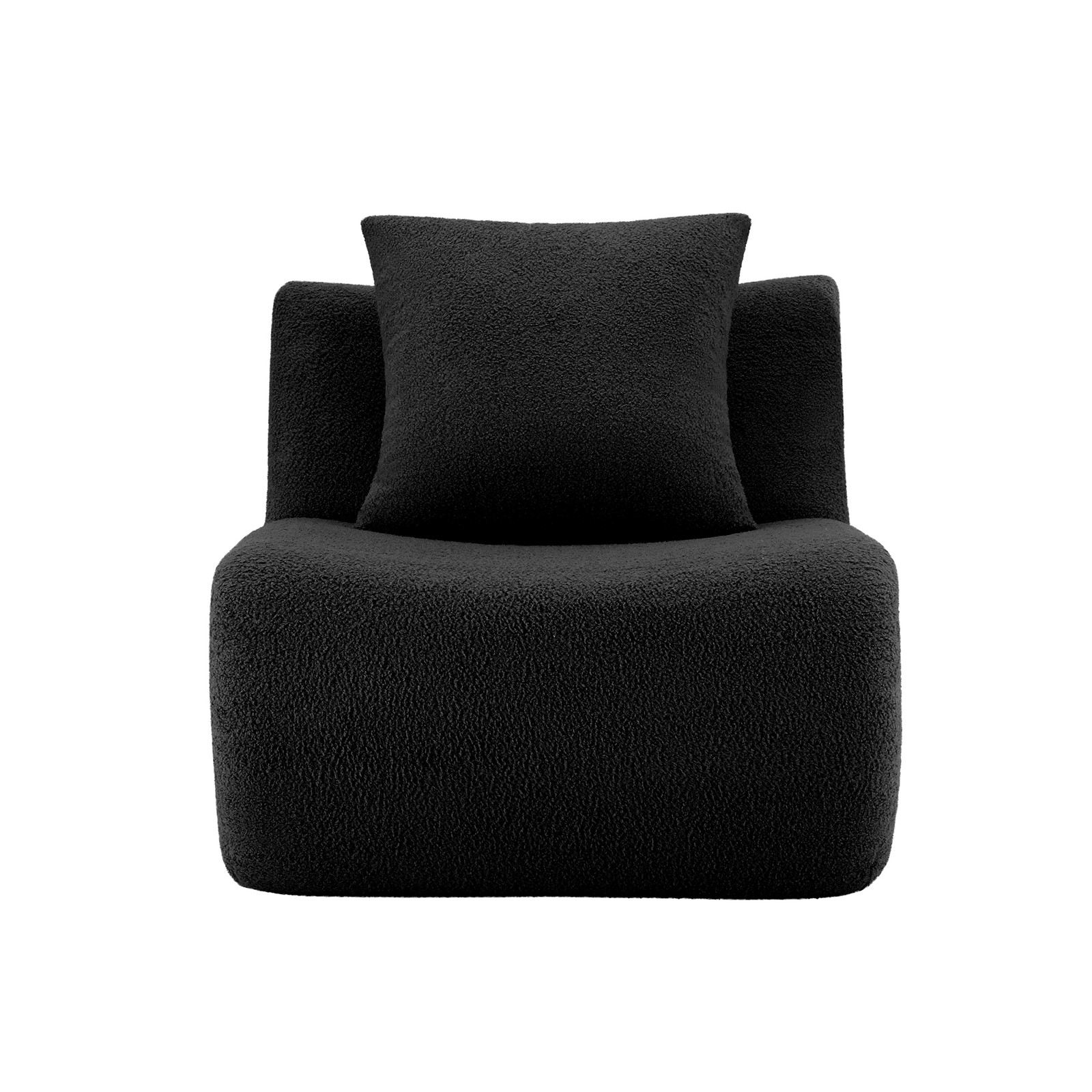 Armless Sofa W/Pillow Teddy Fabric-Black